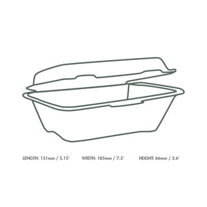 7 X 5 INCH BAGASSE CLAMSHELL LUNCH BOX