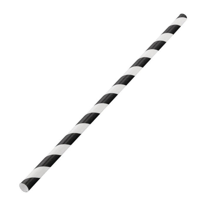 BLACK STRIPED PAPER STRAW